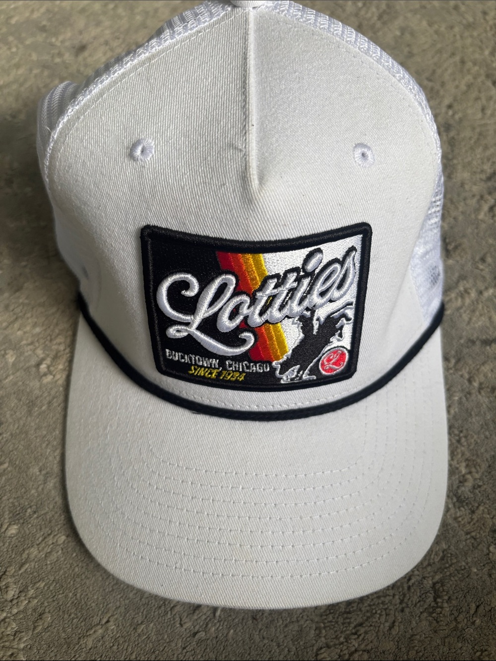 White Trucker Hat with Retro Patch